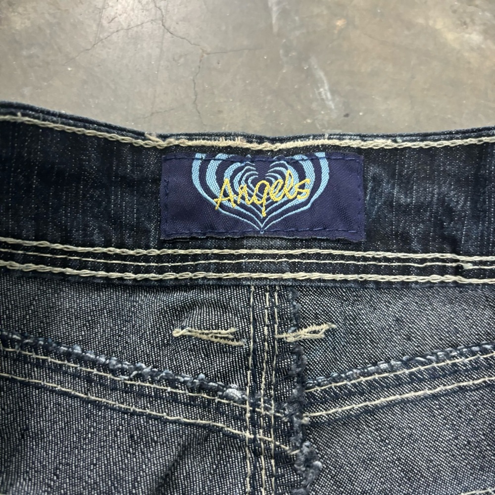 Angels Denim Flared Bootcut Y2K Jeans Dark Blue Womens 5 Mallgoth Preppy - Picture 3 of 6
